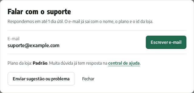 Janela Falar com o suporte no painel